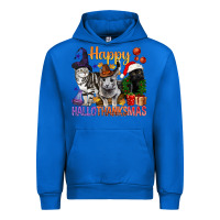 Cobalt Happy Hallothanksmas Cats Urban Hoodie - BundleAndBundleShop