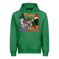 Emerald Happy Hallothanksmas Cats Urban Hoodie - BundleAndBundleShop