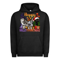 Pigment Black Happy Hallothanksmas Cats Urban Hoodie - BundleAndBundleShop