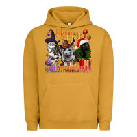 Pigment Peanut Butter Happy Hallothanksmas Cats Urban Hoodie - BundleAndBundleShop