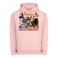Pigment Salmon Happy Hallothanksmas Cats Urban Hoodie - BundleAndBundleShop