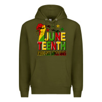 Army Green juneteenth fist free ish since 1865 Premium Hoodie - HRA Design Shop
