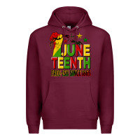Burgundy juneteenth fist free ish since 1865 Premium Hoodie - HRA Design Shop