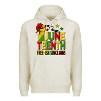 Oatmeal Heather juneteenth fist free ish since 1865 Premium Hoodie - HRA Design Shop