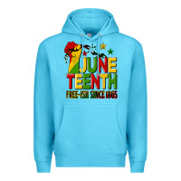 Ocean Blue juneteenth fist free ish since 1865 Premium Hoodie - HRA Design Shop