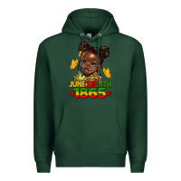 Sports Green juneteenth 1865 afro girl Premium Hoodie - HRA Design Shop