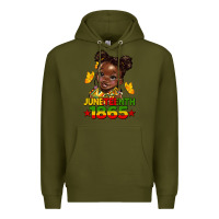 Army Green juneteenth 1865 afro girl Premium Hoodie - HRA Design Shop
