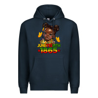 Navy juneteenth 1865 afro girl Premium Hoodie - HRA Design Shop