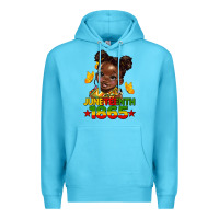 Ocean Blue juneteenth 1865 afro girl Premium Hoodie - HRA Design Shop