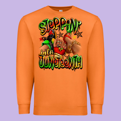Premium Sweatshirt Steppin' into Juneteenth sneaker and heel afro wom