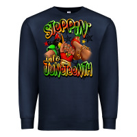 Navy Steppin' into Juneteenth sneaker and heel afro wom Premium Sweatshirt - RanaPortraitStore