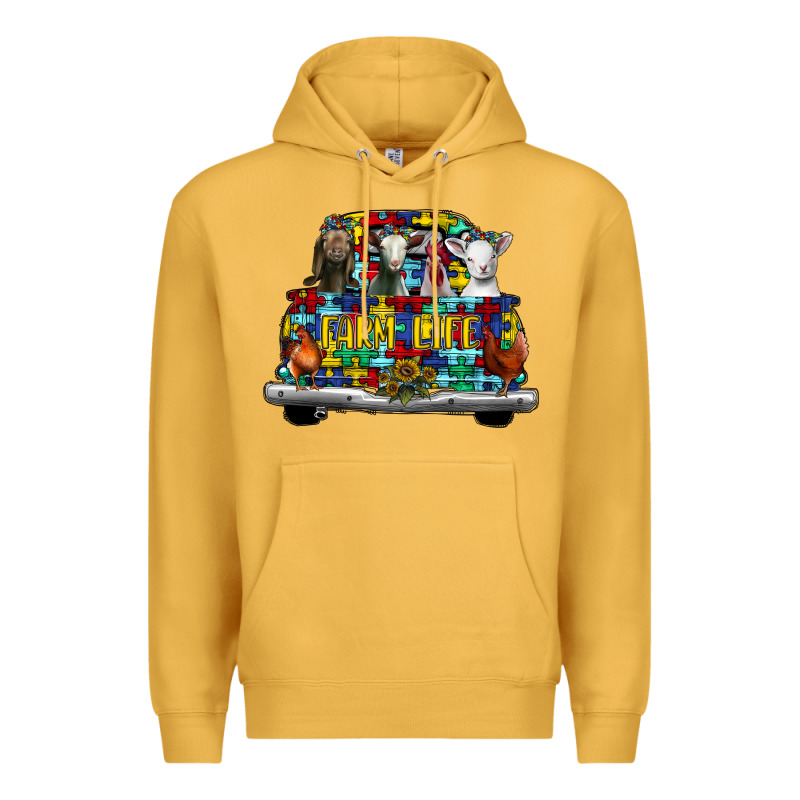 Farm Life Truck Autism Premium Hoodie by CowhideDigitalArt | Teevron