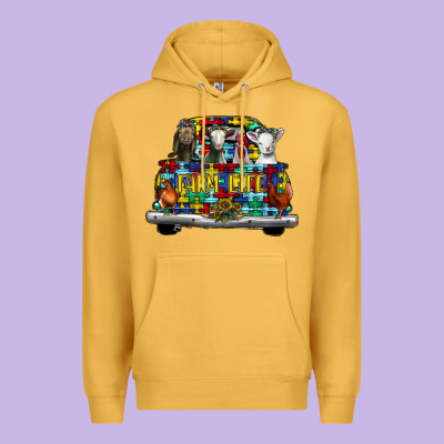 Farm Life Truck Autism Premium Hoodie Designed By Cowhidedigitalart
