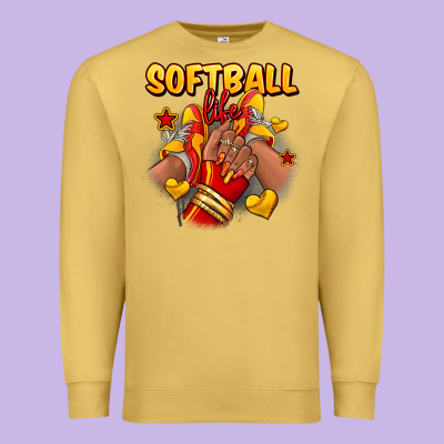 Premium Sweatshirt Softball life afro girl sneakers