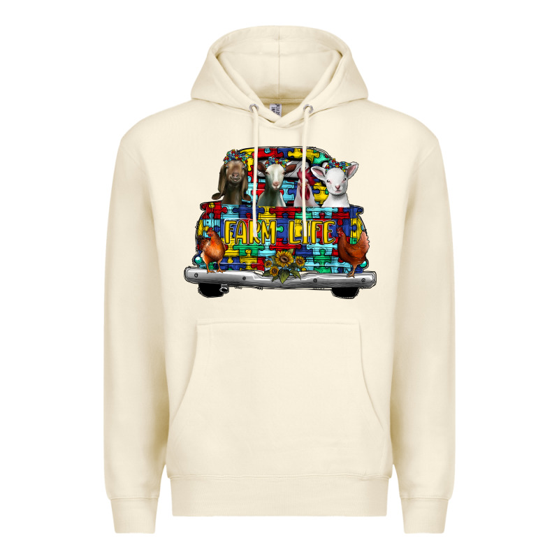 Farm Life Truck Autism Premium Hoodie by CowhideDigitalArt | Teevron