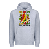 Heather Grey celebrate juneteenth know your history Premium Hoodie - HRA Design Shop