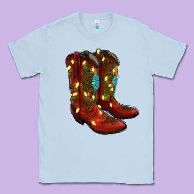 Cowboy Boots Christmas Classic Tee Designed By Ranaportraitstore