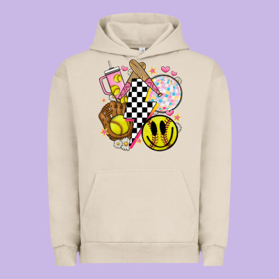 Retro Softball Urban Hoodie Designed By Jahusdesignshop