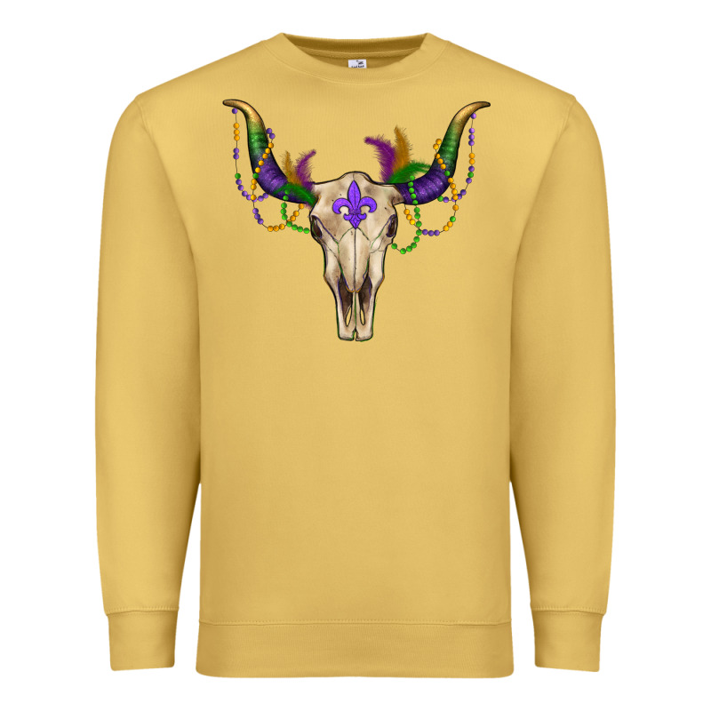 Mardi Gras Bull Skull Premium Sweatshirt by RanaPortraitStore | Teevron