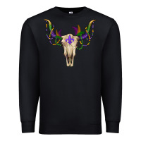Black Mardi Gras Bull Skull Premium Sweatshirt - RanaPortraitStore