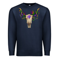 Navy Mardi Gras Bull Skull Premium Sweatshirt - RanaPortraitStore