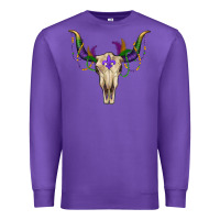 Purple Mardi Gras Bull Skull Premium Sweatshirt - RanaPortraitStore