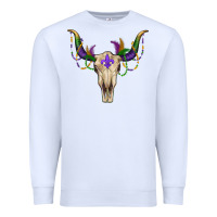 White Mardi Gras Bull Skull Premium Sweatshirt - RanaPortraitStore