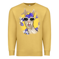 Antique Gold Llama With Sunglasses Premium Sweatshirt - RanaPortraitStore
