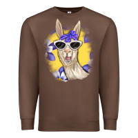 Chestnut Llama With Sunglasses Premium Sweatshirt - RanaPortraitStore