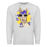 Dove Grey Llama With Sunglasses Premium Sweatshirt - RanaPortraitStore