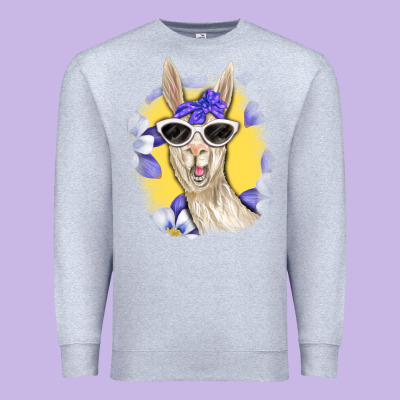 Premium Sweatshirt Llama With Sunglasses