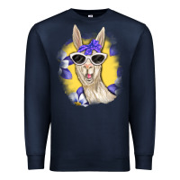 Navy Llama With Sunglasses Premium Sweatshirt - RanaPortraitStore