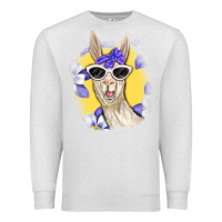 Oatmeal Heather Llama With Sunglasses Premium Sweatshirt - RanaPortraitStore