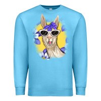 Ocean Blue Llama With Sunglasses Premium Sweatshirt - RanaPortraitStore
