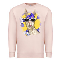 Pale Pink Llama With Sunglasses Premium Sweatshirt - RanaPortraitStore