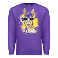 Purple Llama With Sunglasses Premium Sweatshirt - RanaPortraitStore