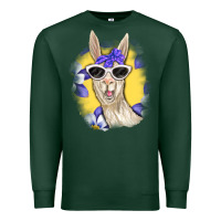 Sports Green Llama With Sunglasses Premium Sweatshirt - RanaPortraitStore