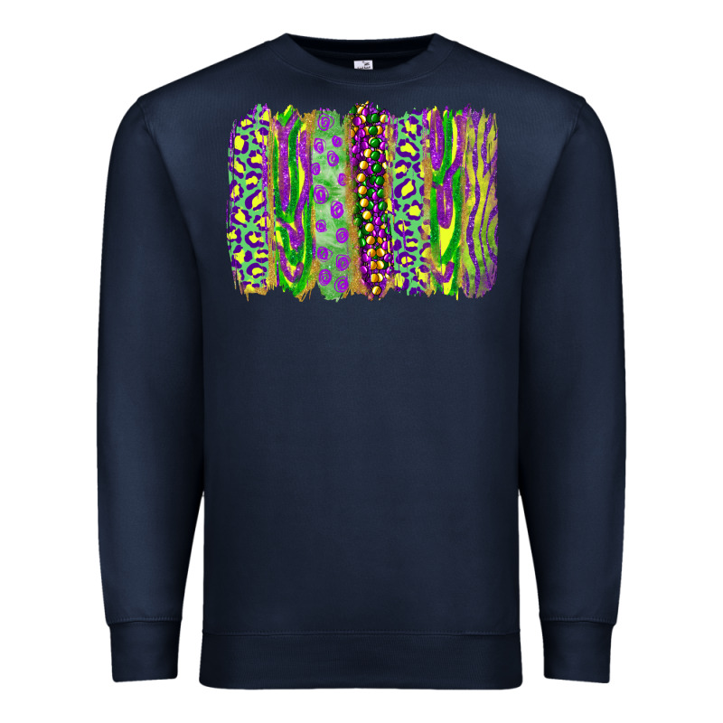 Mardi Gras Leopard Beads Brushstrokes Premium Sweatshirt by RanaPortraitStore | Teevron