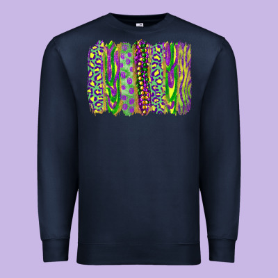 Premium Sweatshirt Mardi Gras Leopard Beads Brushstrokes