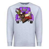 Heather Grey Mardi Gras Truck With Farm Animals Premium Sweatshirt - RanaPortraitStore