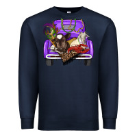Navy Mardi Gras Truck With Farm Animals Premium Sweatshirt - RanaPortraitStore