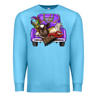Ocean Blue Mardi Gras Truck With Farm Animals Premium Sweatshirt - RanaPortraitStore