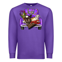 Purple Mardi Gras Truck With Farm Animals Premium Sweatshirt - RanaPortraitStore