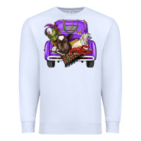 White Mardi Gras Truck With Farm Animals Premium Sweatshirt - RanaPortraitStore