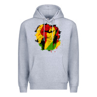 Heather Grey juneteenth fist Premium Hoodie - HRA Design Shop