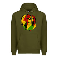 Army Green juneteenth fist Premium Hoodie - HRA Design Shop