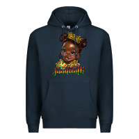 Navy juneteenth black girl Premium Hoodie - HRA Design Shop