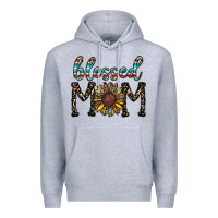 Heather Grey blessed mom Premium Hoodie - CowhideDigitalArt