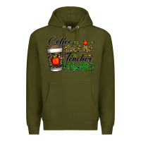 Army Green coffee gives me teacher powers Premium Hoodie - CowhideDigitalArt