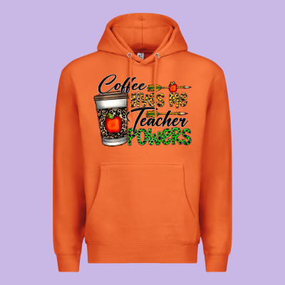 Coffee Gives Me Teacher Powers Premium Hoodie Designed By Cowhidedigitalart